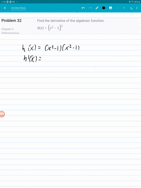 find-the-derivative-of-the-algebraic-function-hxleftx2-1right2