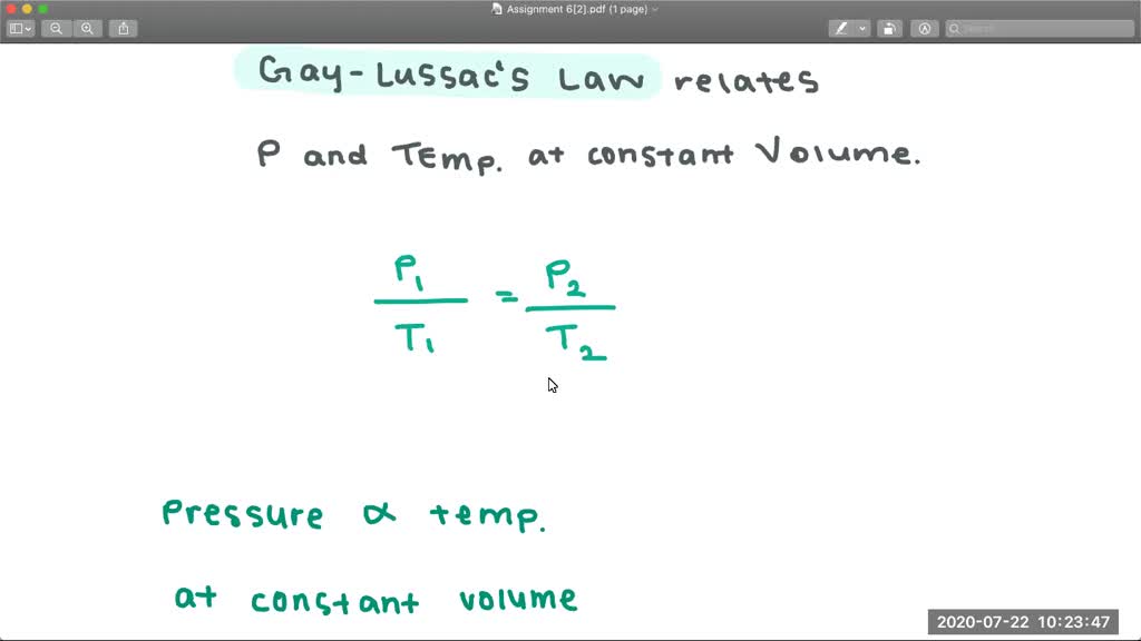 SOLVEDWhat is the name of the gas law relating pressure and absolute