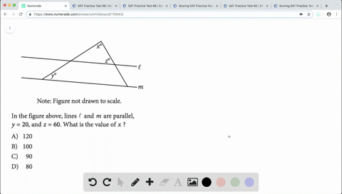 in-the-figure-above-lines-ell-and-m-are-parallel-y20-and-z60-what-is-the-value-of-x-a-120-b-100-c-90