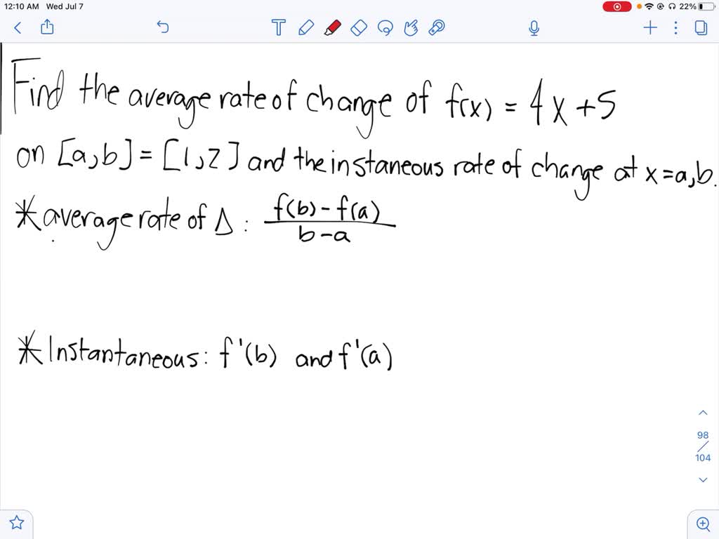 How To Find Average Rate Of Change From A Derivative Graph