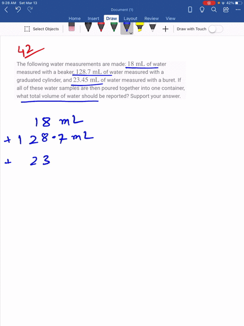 the-following-water-measurements-are-made-18-mathrmml-of-water-measured-with-a-beaker-1287-mathrmml-