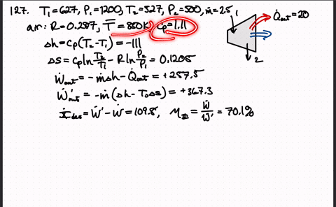 combustion-gases-enter-a-gas-turbine-at-627circ-mathrmc-and-12-mathrmmpa-at-a-rate-of-25-mathrmkg-ma
