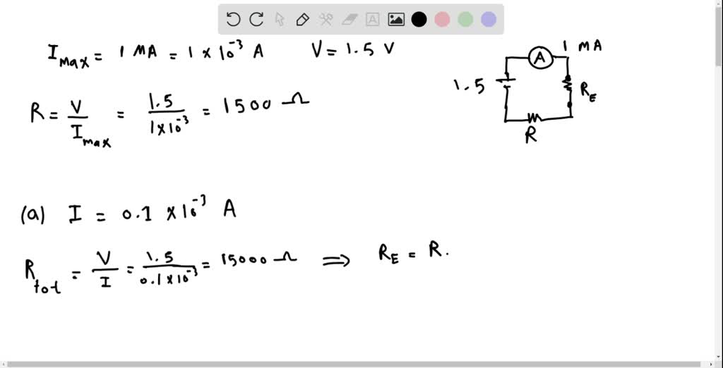 SOLVEDA simple ohmmeter is made by connecting an ideal 1.50 V
