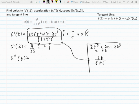 SOLVED:Compute the velocity vector, the acceleration vector, the speed ...