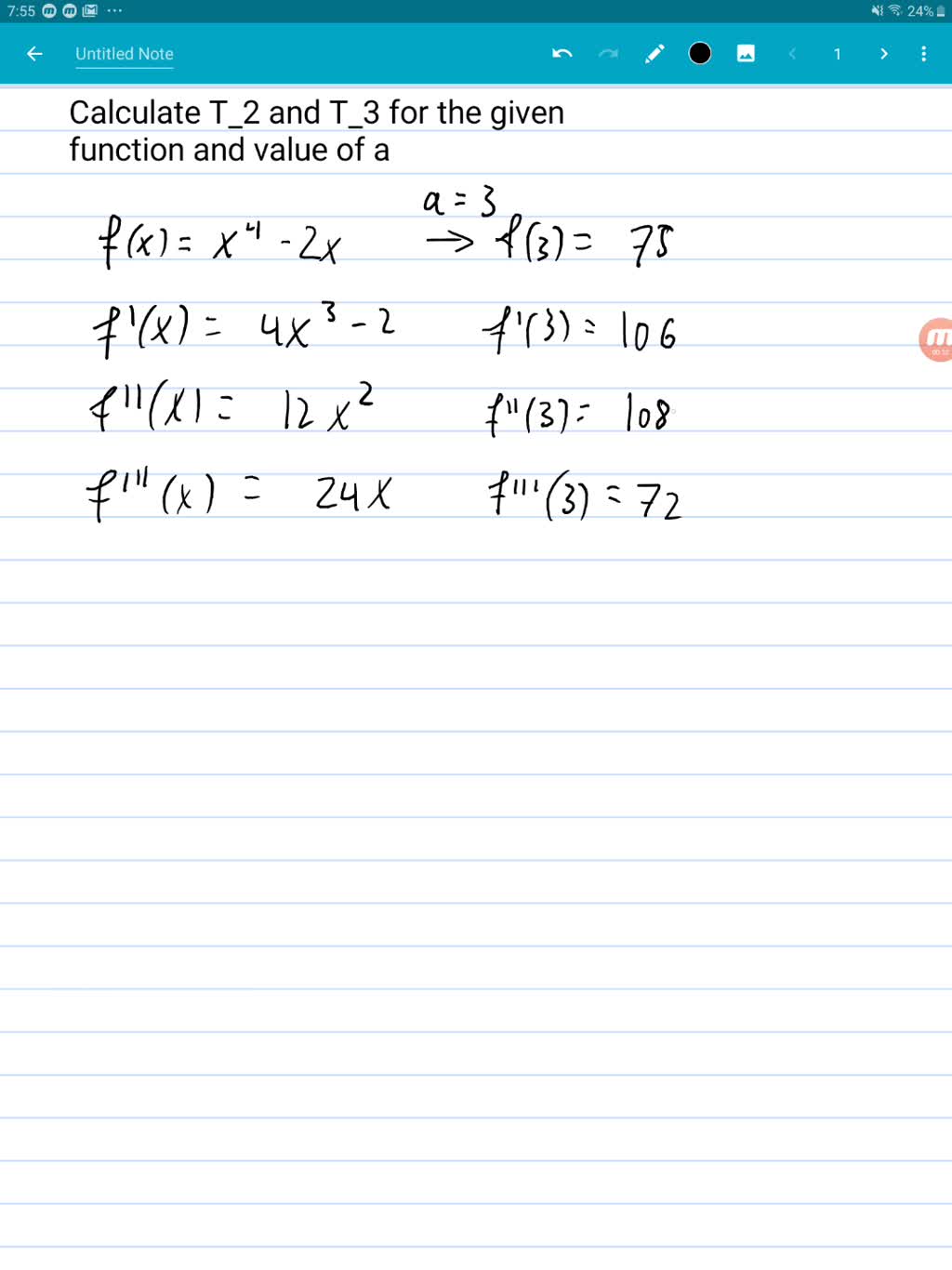 SOLVED Calculate The Taylor Polynomials T2 x And T3 x Centered At X a 