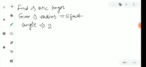 find-the-length-of-the-arc-of-a-circle-of-radius-5-feet-subtended-by-a-central-angle-of-27-radians
