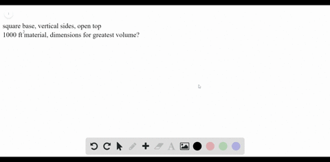 SOLVED:A container with a square base, vertical sides, and an open top ...