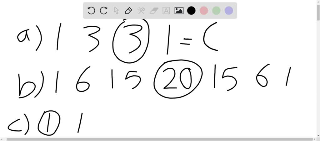 Solved:express Each Circled Term In The Given Row Of Pascal's Triangle 