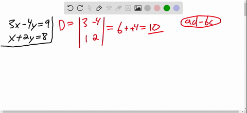 use-cramers-rule-to-solve-system-of-equations-leftbeginarrayl3-x-4-y9-x2-y8endarrayright