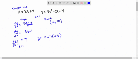 a-find-the-equation-of-the-tangent-line-to-the-curve-x2-t4-quad-y8-t2-2-t4-at-t1-without-eliminati-4