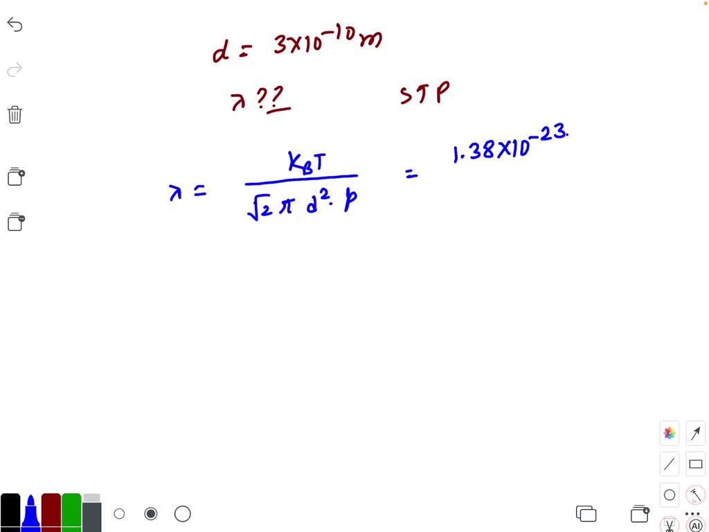 The diameter of the molecules of a gas is 3 ×10^10 m. Calculate the