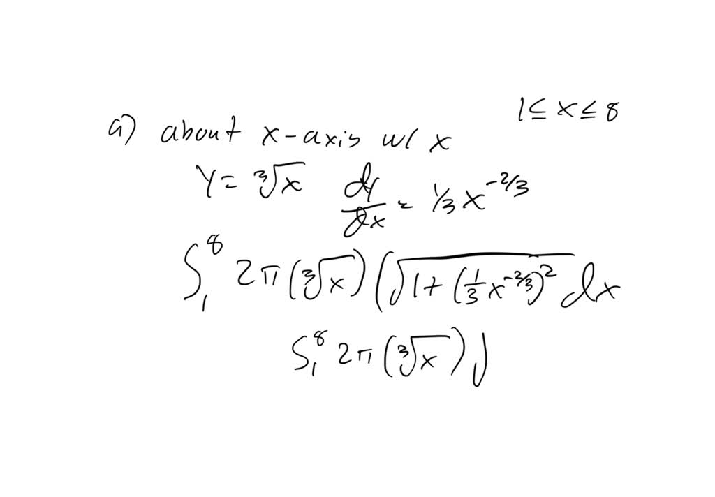 The given curve is rotated about the x -axis. Set up, but do not ...