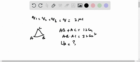 three-identical-charges-each-of-2-mu-mathrmc-are-placed-at-the-vertices-of-a-triangle-a-b-c-as-shown