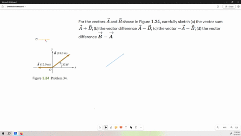 for-the-vectors-veca-and-vecb-shown-in-figure-124-carefully-sketch-a-the-vector-sum-vecavecb-b-the-v