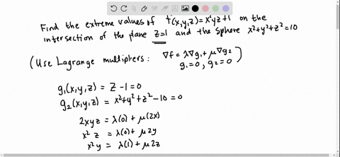 find-the-extreme-values-of-fx-y-zx2-y-z1-on-the-intersection-of-the-plane-z1-with-the-sphere-x2y2z21
