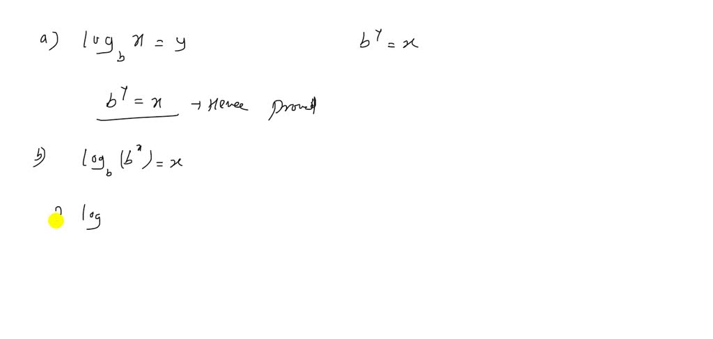 SOLVED:In Chapter 6 we learned that a logarithm can be constructed ...
