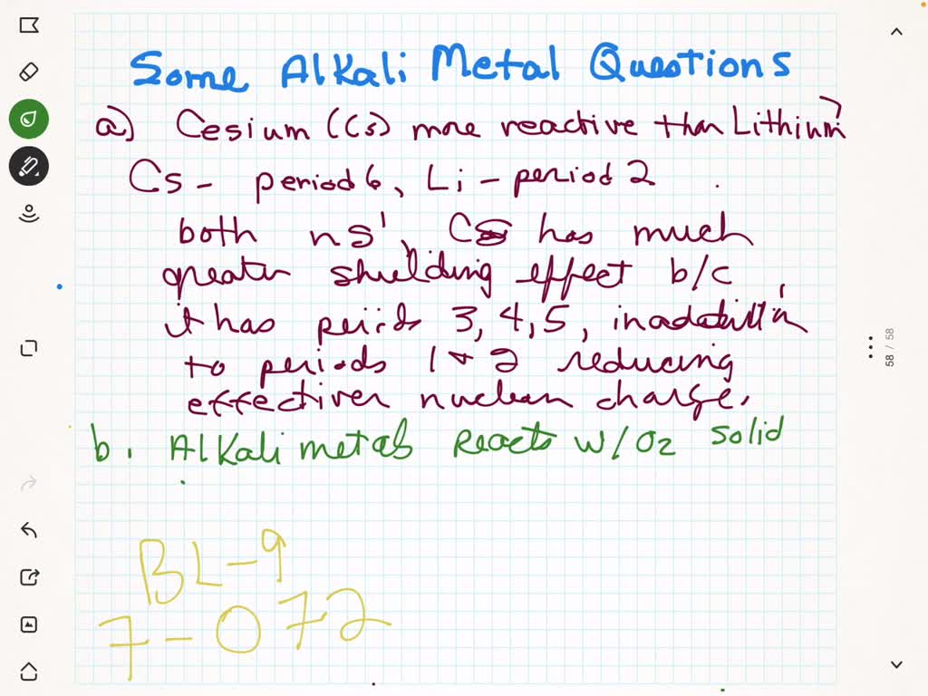 SOLVED(a) Why is cesium more reactive toward water than is lithium? (b