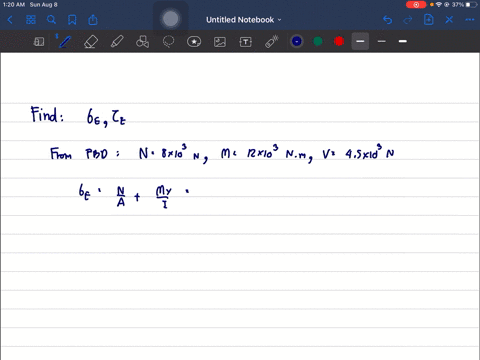 the-frame-supports-the-distributed-load-shown-determine-the-state-of-stress-acting-at-point-e-show-t