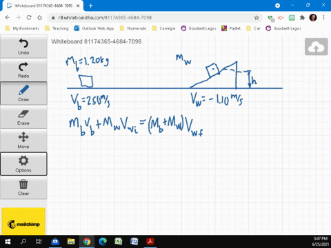 a-block-of-mass-m_mathrmb120-mathrmkg-slides-to-the-right-at-a-speed-of-250-mathrmm-mathrms-on-a-fri