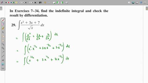 find-the-indefinite-integral-and-check-the-result-by-differentiation-int-fracx23-x7sqrtx-d-x