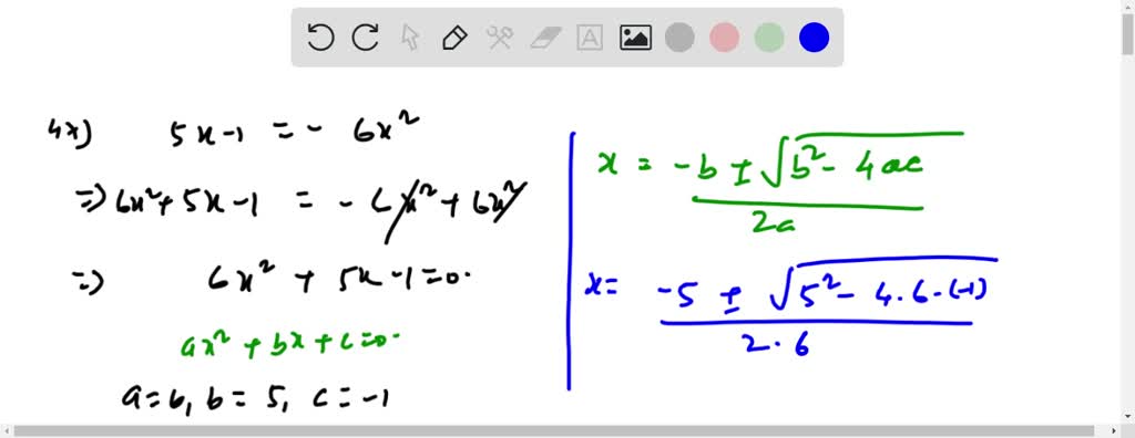express the quadratic equation x 6 5 in standard form
