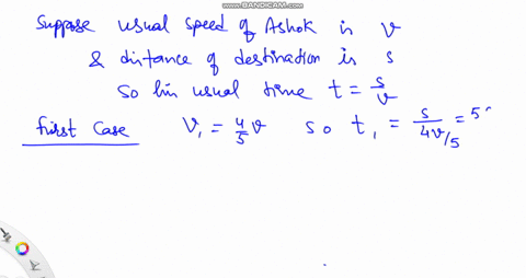 if-ashok-travelled-at-4-5text-th-of-his-usual-speed-he-would-reach-his-destination-15-minutes-late-b