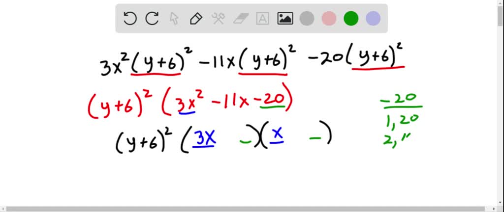 SOLVED:Complete each factorization. 6 x^2+5 x y-6 y^2=(2 x+ )(3 x- )