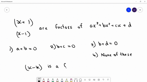if-x1-and-x-1-are-the-factors-of-a-x3b-x2c-xd-then-which-of-the-following-is-true-1-mathrmamathrmb0-