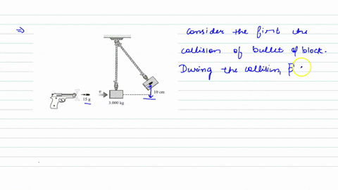 as-shown-in-fig-8-1-a-15-g-bullet-is-fired-horizontally-into-a-3000-mathrmkg-block-of-wood-suspended
