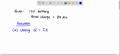 a-particular-12-mathrmv-car-battery-can-send-a-total-charge-of-84-mathrma-cdot-mathrmh-ampere-hours-