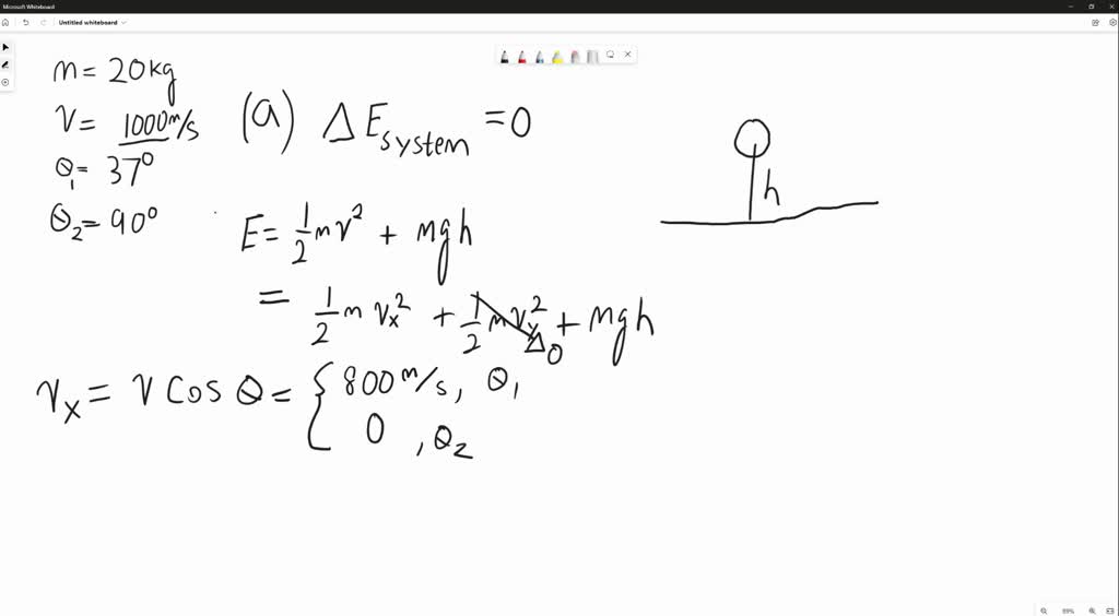 A 20.0 kg cannonball is fired from a cannon with muzzle speed of 1000 m / s at an angle of 37.0