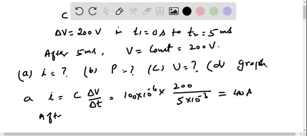 SOLVED:Prior to t=0, a 100-μF capacitance is uncharged. Starting at t=0 ...