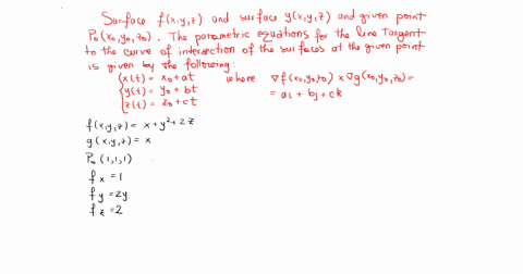 find-parametric-equations-for-the-line-tangent-to-the-curve-of-intersection-of-the-surfaces-at-th-19
