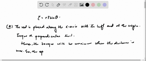 a-thin-rod-of-length-l-lies-on-the-x-axis-with-its-left-end-at-the-origin-a-string-pulls-on-the-rod-
