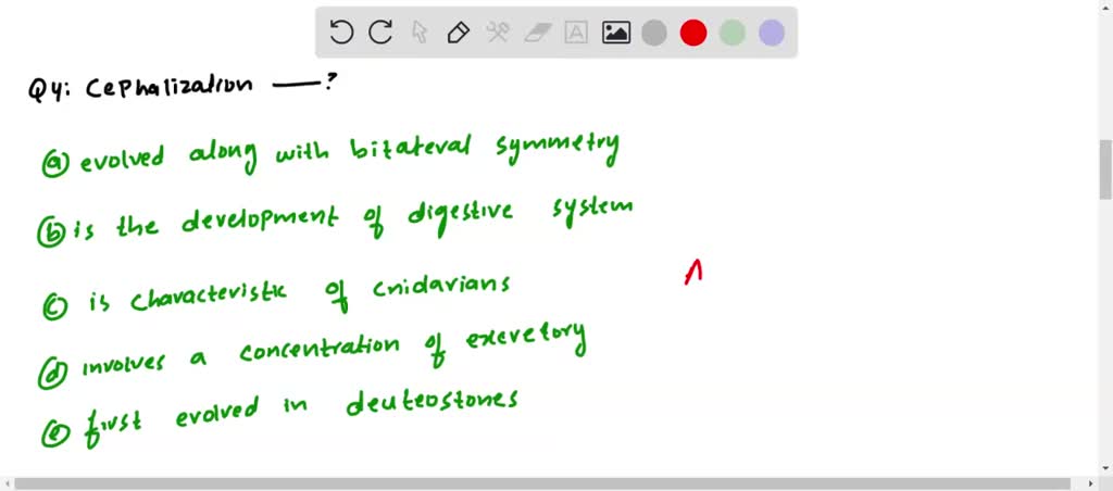 ⏩SOLVED:Cephalization (a) evolved along with bilateral symmetry (b ...