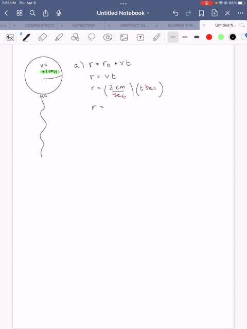 a-spherical-balloon-is-being-inflated-and-the-radius-of-the-balloon-is-increasing-at-a-rate-of-2-cms