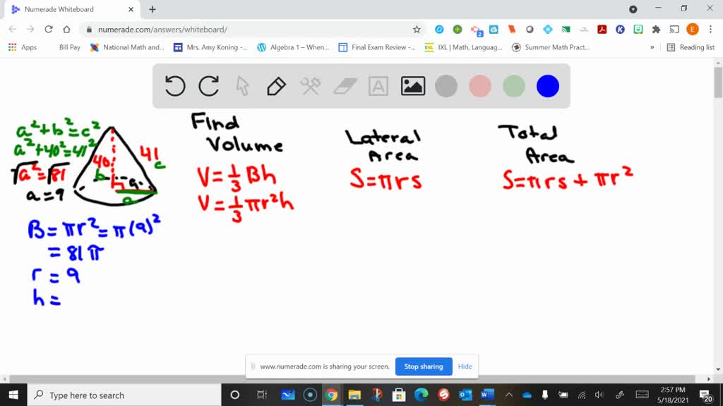 ⏩SOLVED:What is the lateral area of the right circular cone shown in ...