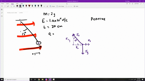 Solved A Small Plastic Ball Of Mass M 2 00 Mathrm G Is Suspended By A String Of Length L 0 Mathrm Cm In A Uniform Electric Field As Shown In Figure Mathrm P 15 52 If The Ball