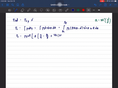 a-curved-submerged-surface-in-the-shape-of-a-quarter-cylinder-with-radius-r10-mathrmft-is-shown-the-