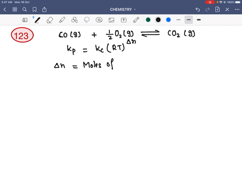 the-ratio-of-k_p-k_c-for-the-reaction-mathrmcomathrmgfrac12-mathrmo_2mathrmg-rightleftharpoons-mat-2
