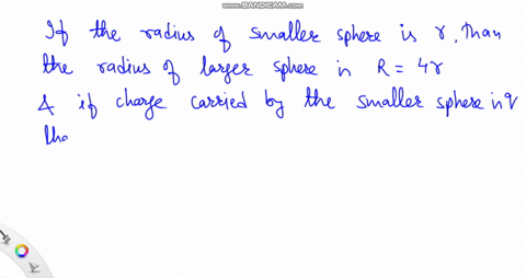 a-large-metal-sphere-has-four-times-the-diameter-of-a-smaller-sphere-and-carries-four-times-the-char