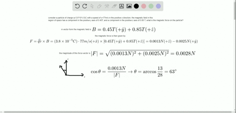 a-particle-with-a-charge-of-38mu-mathrmc-moves-with-a-speed-of-77-mathrmm-mathrms-in-the-positive-x-