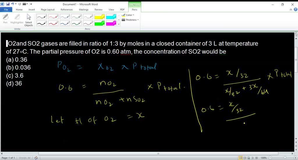 SOLVED:O2 and SO2 gases are filled in ratio of 1: 3 by moles in a ...
