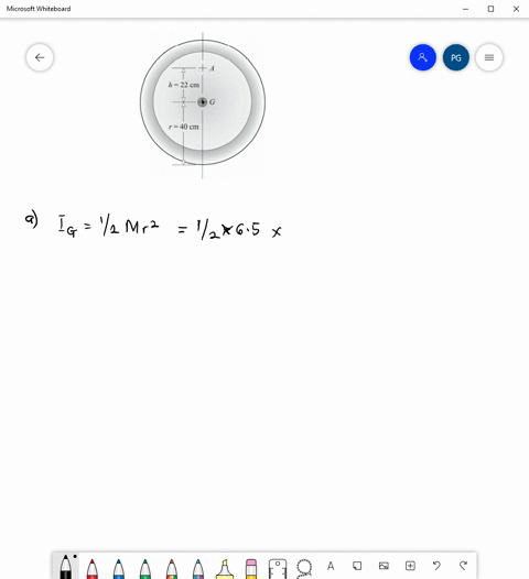 ii-the-uniform-circular-disk-in-fig-10-8-has-a-mass-of-65-kg-and-a-diameter-of-80-mathrmcm-compute-i