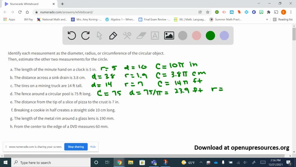 solved-identify-each-measurement-as-the-diameter-radius-or-numerade