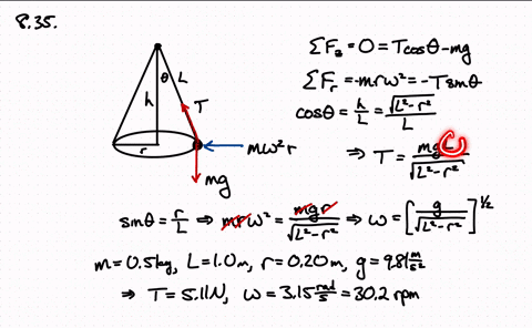 a-conical-pendulum-is-formed-by-attaching-a-500-mathrmg-ball-to-a-10-m-long-string-then-allowing-the