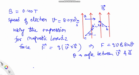 find-the-magnetic-force-magnitude-and-direction-on-an-electron-moving-at-speed-80-times-105-mathrmm-