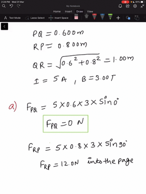 the-loop-of-wire-shown-in-fig-p27-80-forms-a-right-triangle-and-carries-a-current-i-500-a-in-the-dir