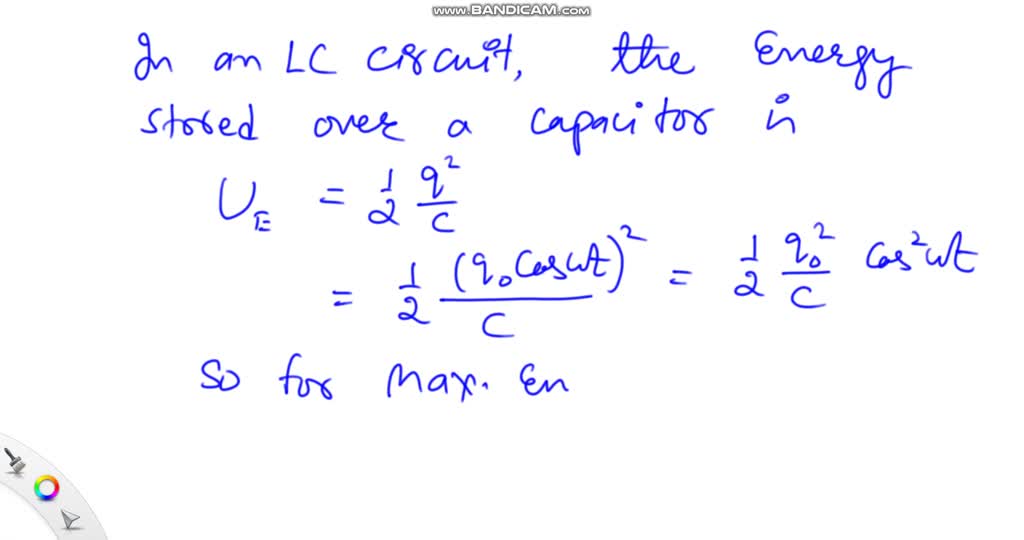 SOLVEDFor an L C circuit when the charge on the capacitor is 1 / 2 of