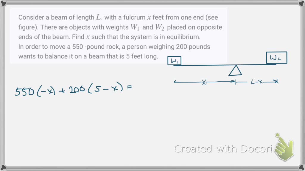SOLVEDConsider a beam of length L. with a fulcrum x feet from one end